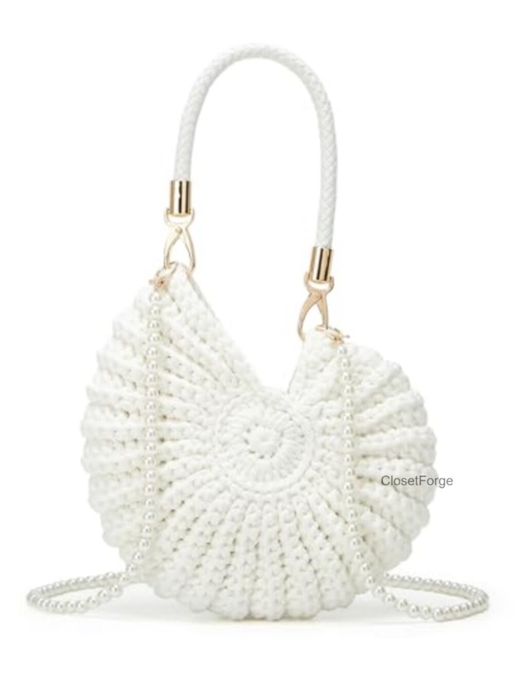 Handwoven Seashell Hobo Bag Crochet Summer Beach Boho Knitted Evening Clutch